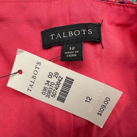 Talbots Dress Women 12 Pink Paisley Sleeveless Keyhole Back Bonaire Spring Party - Picture 8 of 13